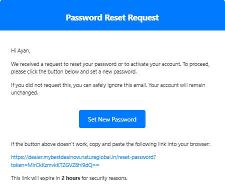 Password Reset Email